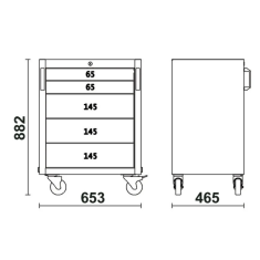 Cassettiera mobile con 5 cassetti per arredo officina C45PRO 2.0 C5 2