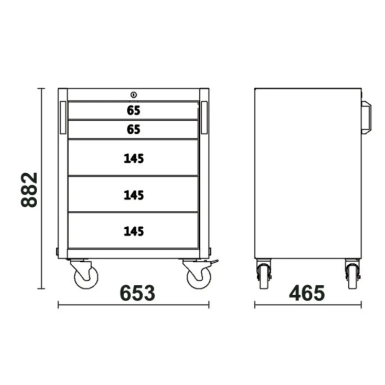 Cassettiera mobile con 5 cassetti per arredo officina C45PRO 2.0 C5