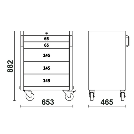 Cassettiera mobile con 5 cassetti per arredo officina C45PRO 2.0 C5