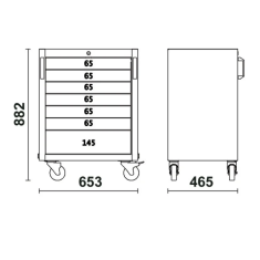 Cassettiera mobile con 7 cassetti per arredo officina C45PRO 2.0 C7 2