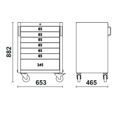 Cassettiera mobile con 7 cassetti per arredo officina C45PRO 2.0 C7