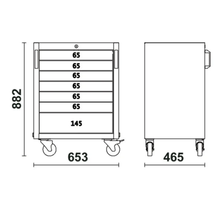 Cassettiera mobile con 7 cassetti per arredo officina C45PRO 2.0 C7