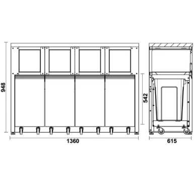 Modulo fisso raccolta differenziata per arredo officina C45PRO 2.0 RD/X
