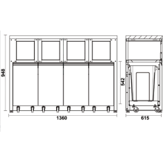 Modulo fisso raccolta differenziata per arredo officina C45PRO 2.0 RD/W 2