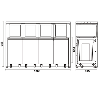 Modulo fisso raccolta differenziata per arredo officina C45PRO 2.0 RD/W