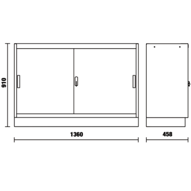 Modulo fisso da 1360 mm con 2 ante in lamiera per arredo officina C45PRO 2.0 MAL