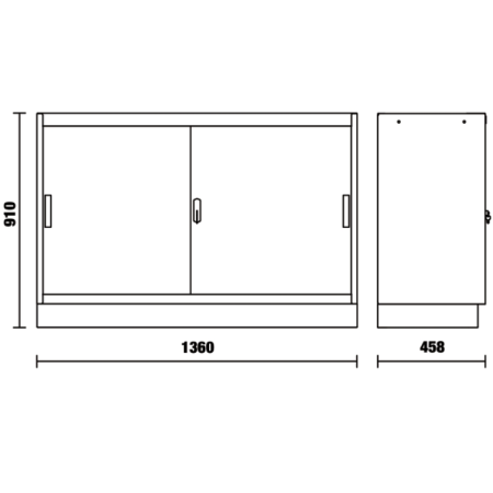 Modulo fisso da 1360 mm con 2 ante in lamiera per arredo officina C45PRO 2.0 MAL