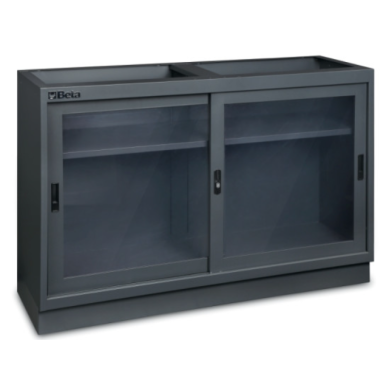 Modulo fisso da 1.360 mm con 2 ante trasparenti per arredo officina C45PRO 2.0 MAT