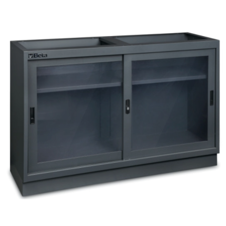 Modulo fisso da 1.360 mm con 2 ante trasparenti per arredo officina C45PRO 2.0 MAT