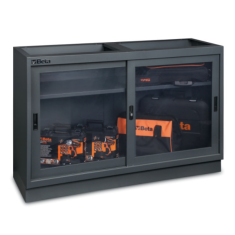 Modulo fisso da 1.360 mm con 2 ante trasparenti per arredo officina C45PRO 2.0 MAT 2