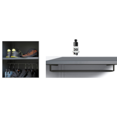 Ripiano interno per armadio C45PRO AS1 con barra appendiabiti C45PRO 2.0 A1/RB600