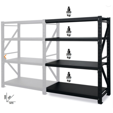 Scaffalatura ampia campata con 4 ripiani C45PRO 2.0 S4CA