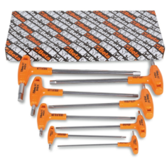 Serie di 8 chiavi maschio esagonale piegate con impugnatura di manovra in acciaio inossidabile 96TINOX/S8