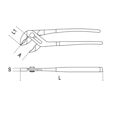 Pinza regolabile fosfatata a cerniera sovrapposta con manici in PVC 1044N 250