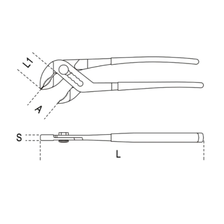 Pinza regolabile fosfatata a cerniera sovrapposta con manici in PVC 1044N 250
