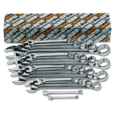 Serie di chiavi combinate a forchetta e poligonale piegata cromate lucide 42MP/S21