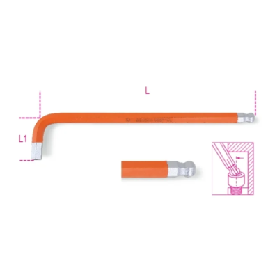 Chiavi maschio esagonale piegate con estremità sferica, colorate, cromate 96BP-CL OARANGE mm 10