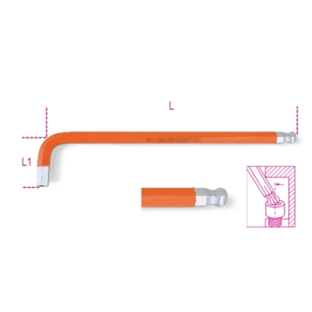 Chiavi maschio esagonale piegate con estremità sferica, colorate, cromate 96BP-CL OARANGE mm 10