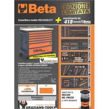 Cassettiera mobile RSC24AXLP/7 completo di 418 utensili Beta + Barbecue Omaggio