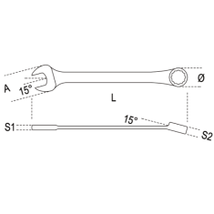 Chiavi combinate a forchetta e poligonale piegata a cricchetto reversibile colorate cromate 142MC MM 18X18 VIOLA 2