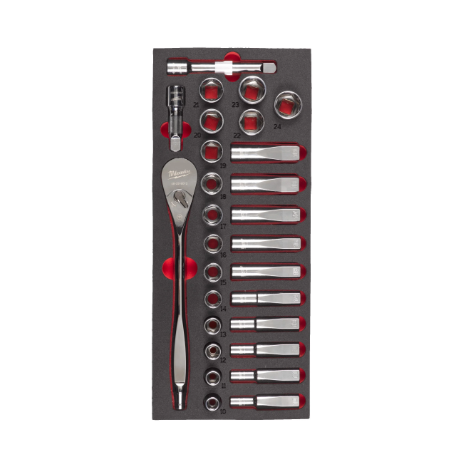 Set di cricchetto e bussole da 1/2" - 28 pezzi Milwaukee
