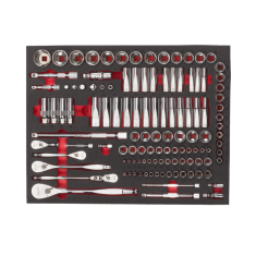 Set di cricchetto e bussole da ¼″ , ⅜″ , ½″ in modulo morbido