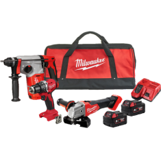 Kit 18V Milwaukee Trapano avvitatore BLPDRC + Tassellatore BLH + Smerigliatrice FSAG125X