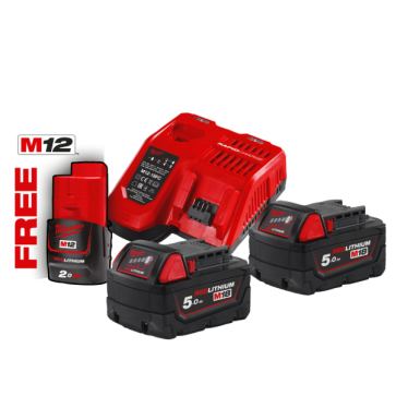 KIT BATTERIE DA 18V 2X5.0AH + 1M12x2.0AH NRG-502