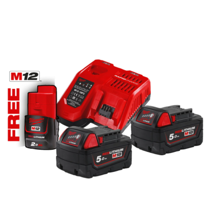 KIT BATTERIE DA 18V 2X5.0AH + 1M12x2.0AH NRG-502