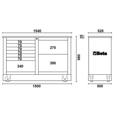 Banco da lavoro con ruote rosso Racing C39MD R