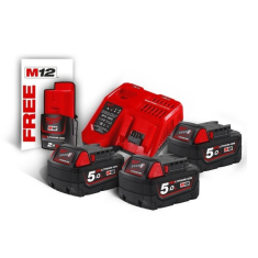 M18 NRG-503 - POWER PACK KIT 3 BATTERIE DA 5,0AH M18 CON CARICABATTERIE VELOCE + BATTERIA 2,0AH