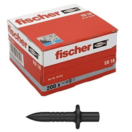 Fischer ED 18 Chiodo a Percussione, Fissaggi su Calcestruzzo senza Preforatura, Lunghezza 18 mm, 200 Pezzi
