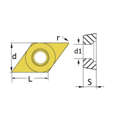 PLACCHETTE DI SCORTA IN MD D 55°  ISO DCM070204