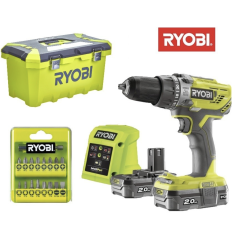 KIT TRAPANO A PERCUSSIONE 18V + TOOLBOX E SET INSERTI RYOBI ART. R18PD3-220T