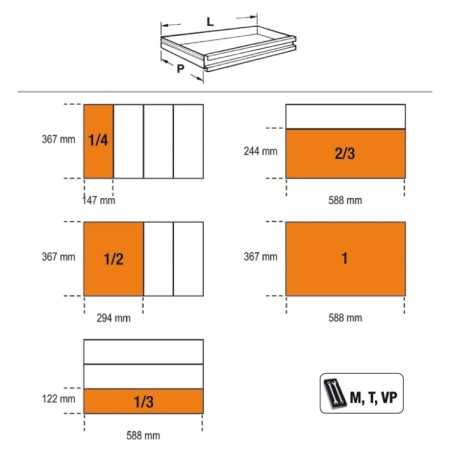 Cassettiera porta attrezzi Beta con 7 cassetti Antracite RSC24/7A con assortimento di 295 utensili