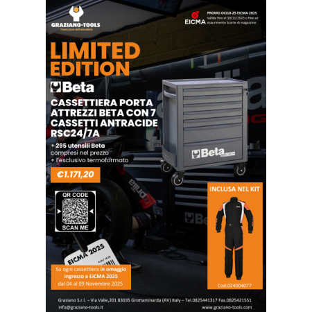 Cassettiera porta attrezzi Beta con 7 cassetti Antracite RSC24/7A con assortimento di 295 utensili