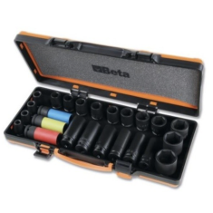 Serie Di 24 Chiavi A Bussola Macchina Con Attacco Quadro Femmina 1/2" Fosfatate, In Cassetta Di Lamiera - Beta 720/C24