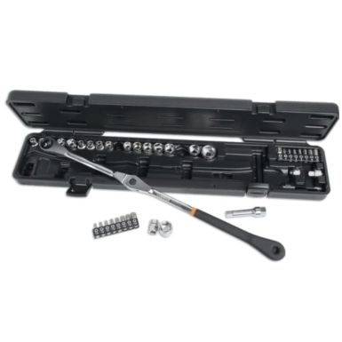 Kit chiave a cricchetto orientabile con bussole ribassate per tendicinghia 1477/C38