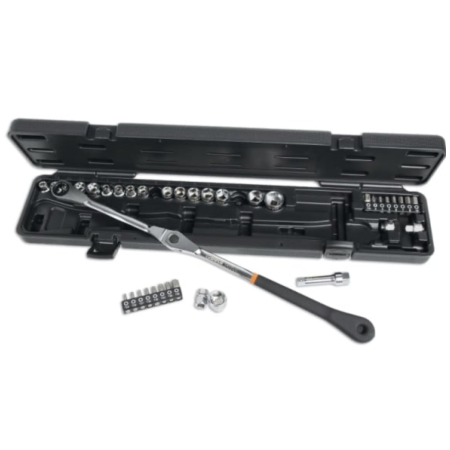 Kit chiave a cricchetto orientabile con bussole ribassate per tendicinghia 1477/C38