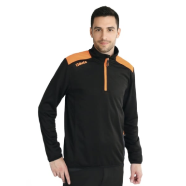 Micropile gird fleece con zip corta, nero 7563N