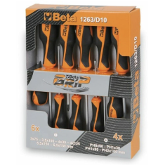 SERIE DI 10 CACCIAVITI CROCE E TAGLIO BETAGRIP ART. 1263/D10