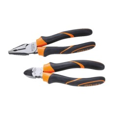 Assortimento di 1 pinza universale, e 1 tronchese, impugnatura bimateriale, con finitura industriale 1169GBM/D2