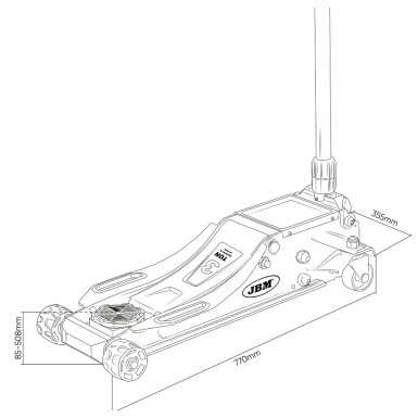 Cric a carrello idraulico 3T a batteria set 6Ah JBM 60065