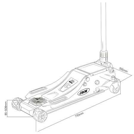 Cric a carrello idraulico 3T a batteria set 6Ah JBM 60065