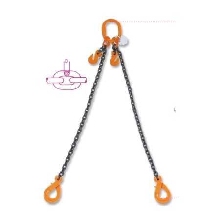 Pendente per sollevamento con ganci Self-Locking e accorciatori catena a 2 bracci, grado 8 8097SL