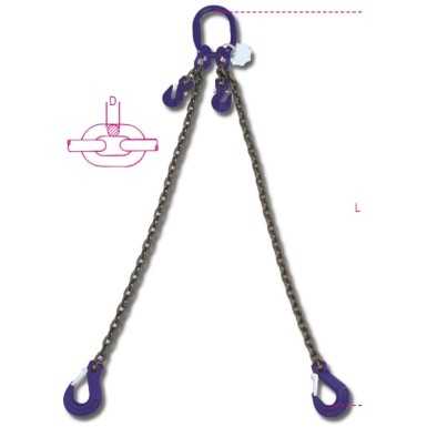 Pendente per sollevamento con ganci accorciatori, catena a 2 bracci, grado 10 8097/G10