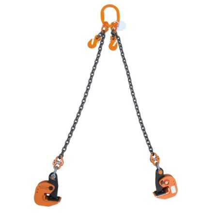 Pendente di catena a 2 bracci con pinze per il sollevamento orizzontale di lamiere 8135HS