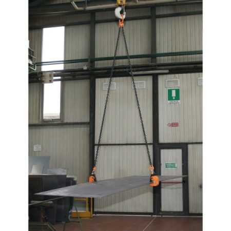 Pendente di catena a 2 bracci con pinze per il sollevamento orizzontale di lamiere 8135HS
