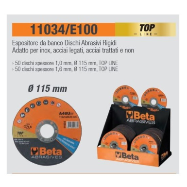 Espositore da banco Dischi Abrasivi Rigidi Adatto per inox, acciai legati, acciai trattati e non