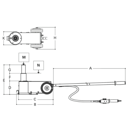 Sollevatore oleopneumatico 20-10T con valigia di trasporto Beta 3065/20-10T
